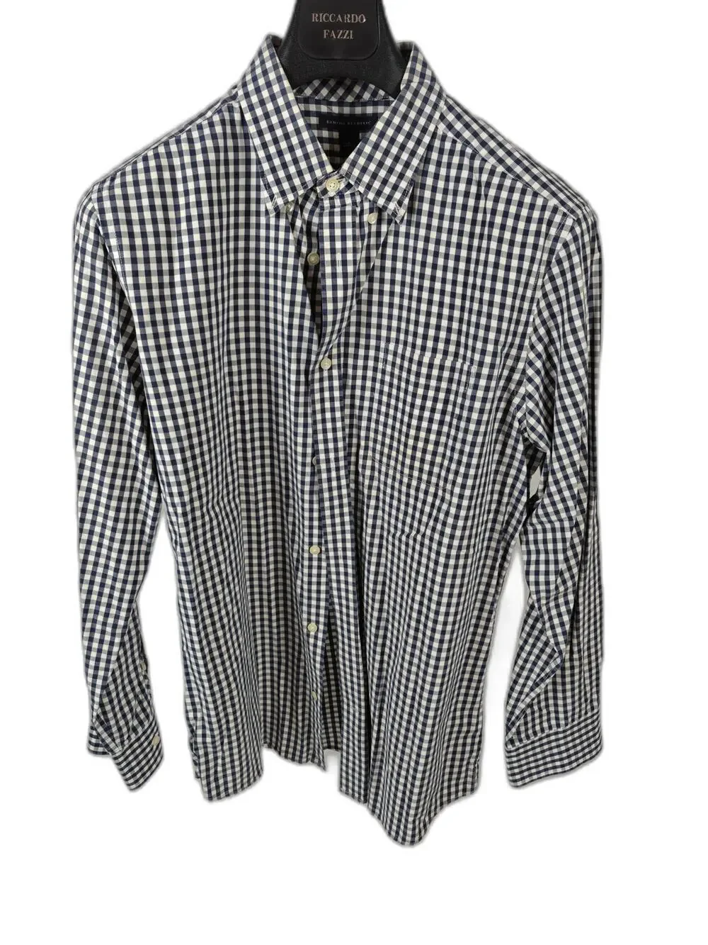 Men’s Banana Republic Dress Shirt Navy White Gingham Large